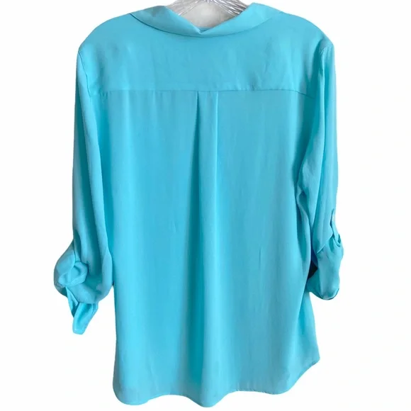 Loft Button Down Teal Blouse - Picture 2 of 7